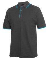 JB's Men's Contrast Polo - Charcoal/Aqua 